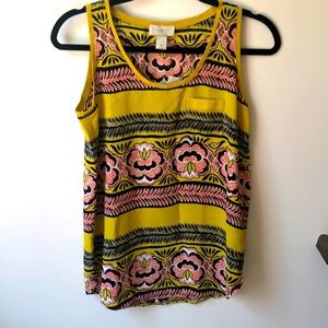 NWT - Loft Outlet size XS yellow pattern tank top